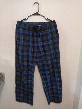Blue and Black Plaid Pajama Pants